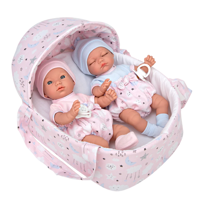 Twin Babies with Carrycot