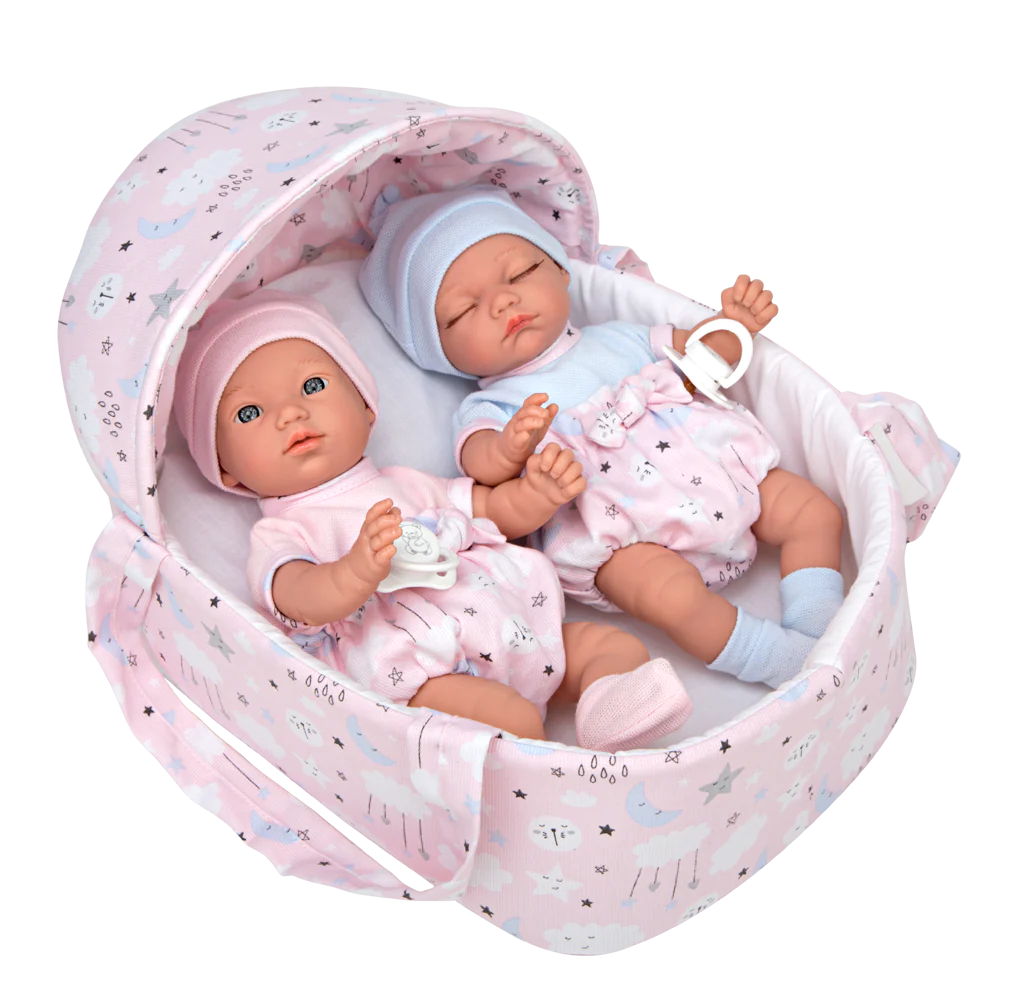 Twin Babies with Carrycot