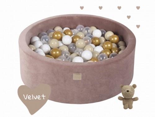 Teddy Bear Velvet Round Foam Ball Pit with 250 Balls